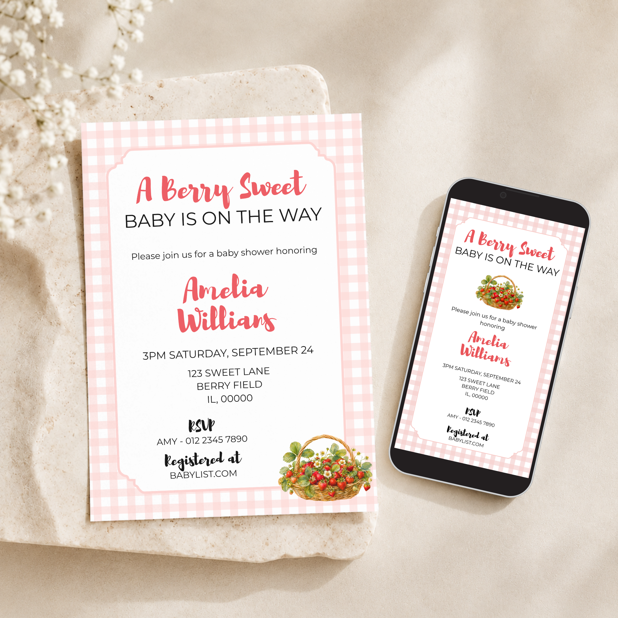 Berry Sweet Baby Shower Invitation