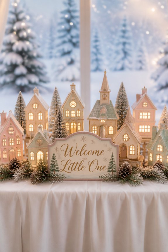 cozy winter village scene