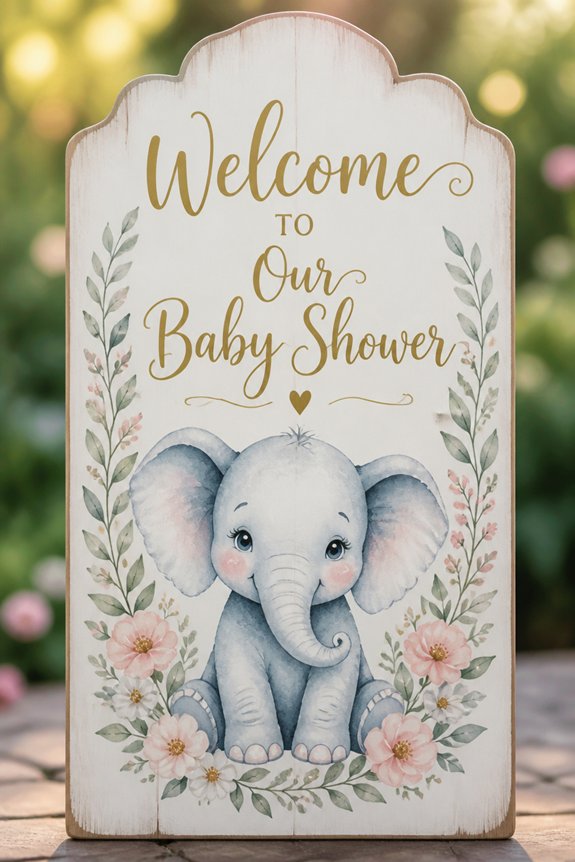 cute pastel elephant sign