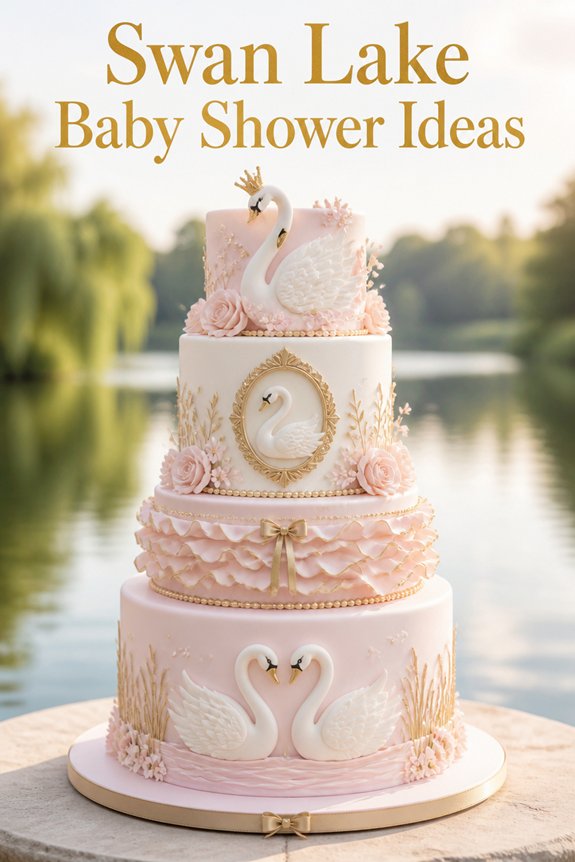 elegant pastel swan cake decor
