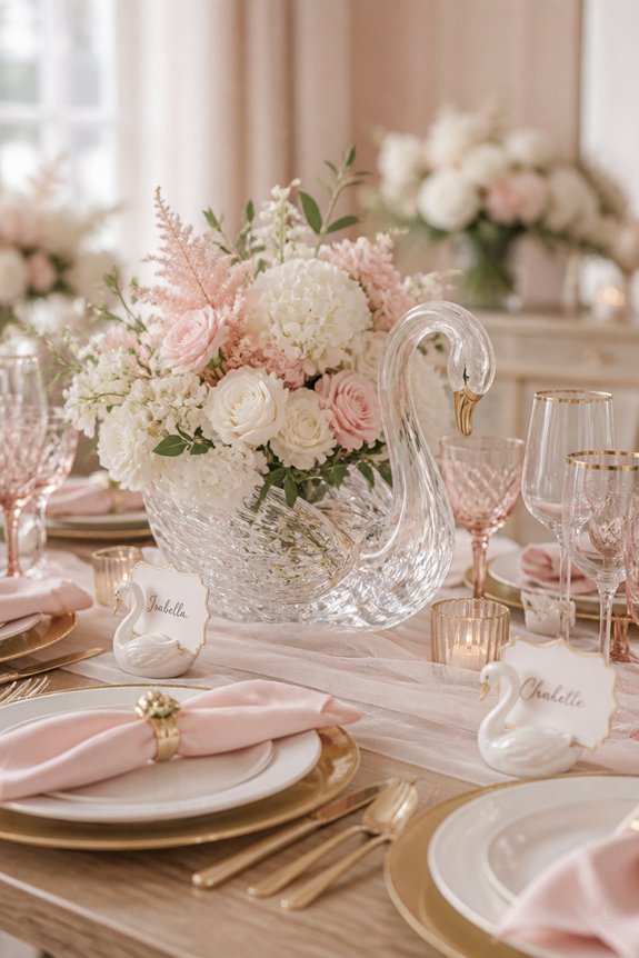 elegant pastel swan decor
