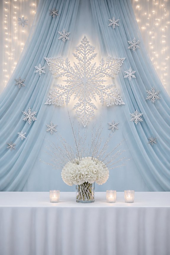 elegant snowy celebration decor
