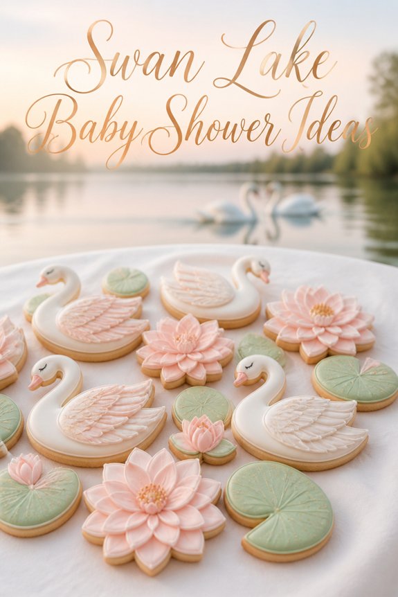 elegant swan themed cookies decorate