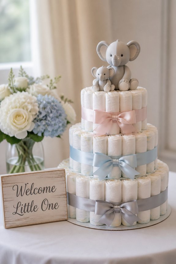 elephant diaper cake centerpiece
