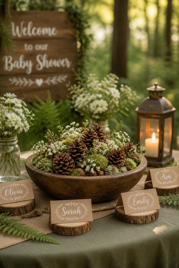 forest themed natural table accents
