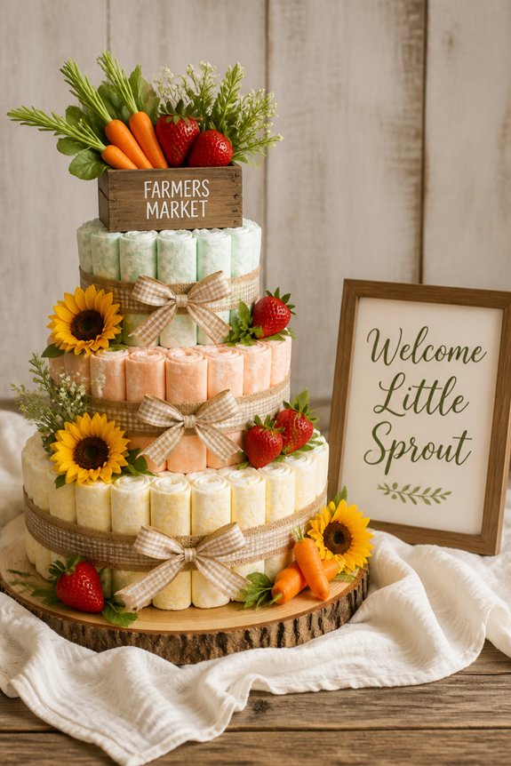 fresh produce inspired diaper cake