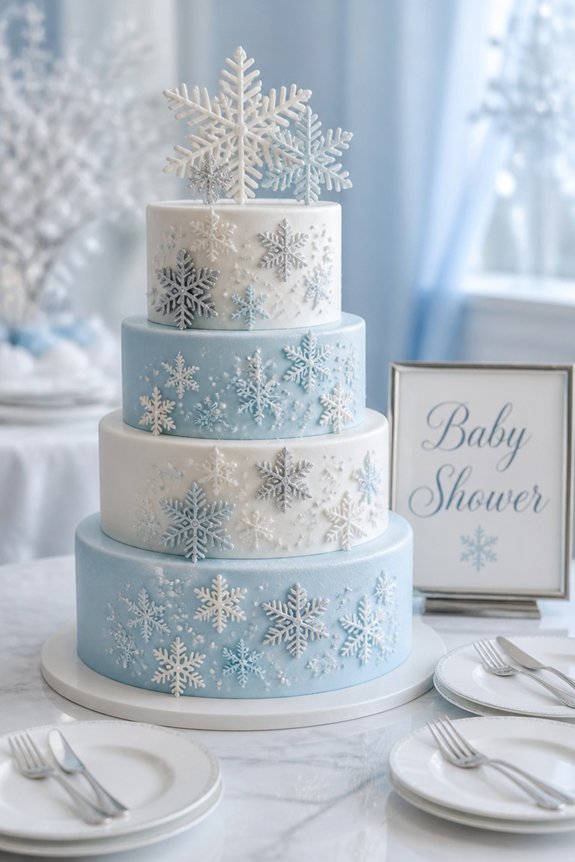 frosted snowflake baby cake