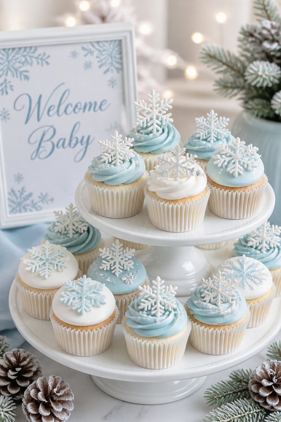 frosted snowflake baby cupcakes