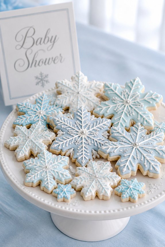 frosted snowflake cookie display