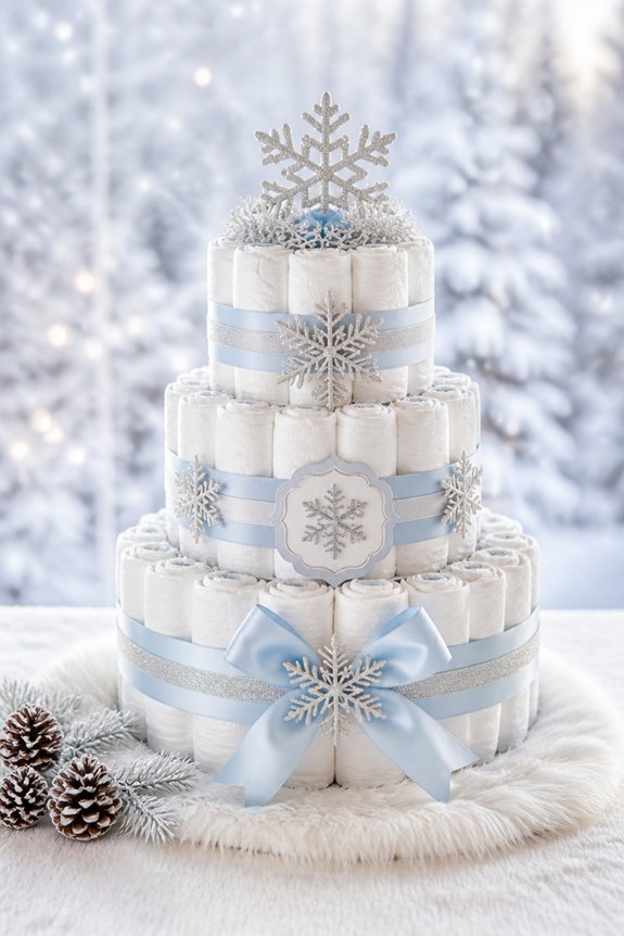 frosty snowy diaper centerpiece