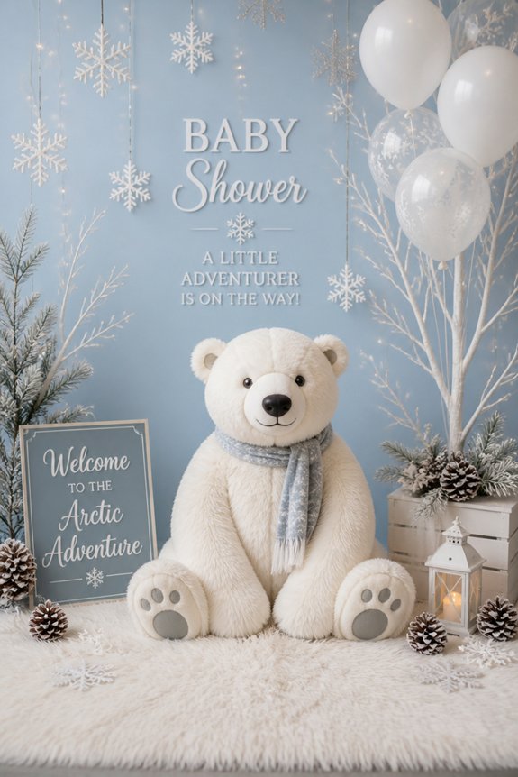 icy snowy polar bear backdrop