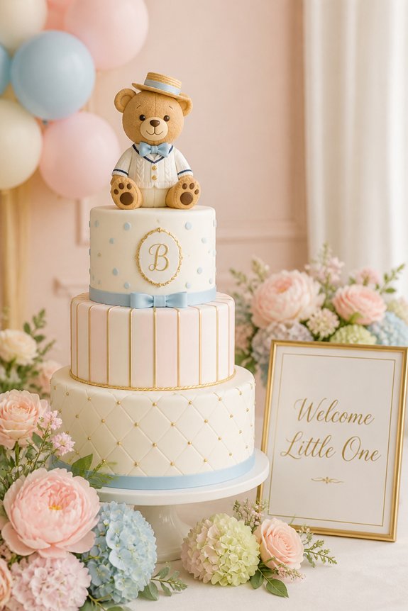 pastel bear themed cake decor