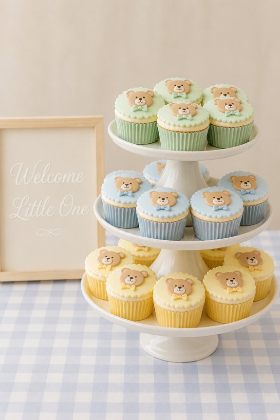 pastel bear themed cupcake decorations