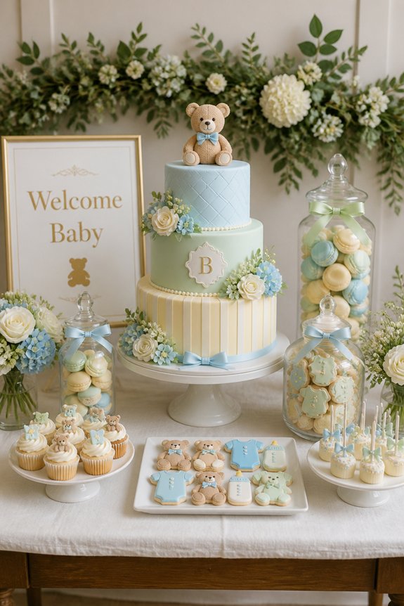 pastel bear themed dessert display