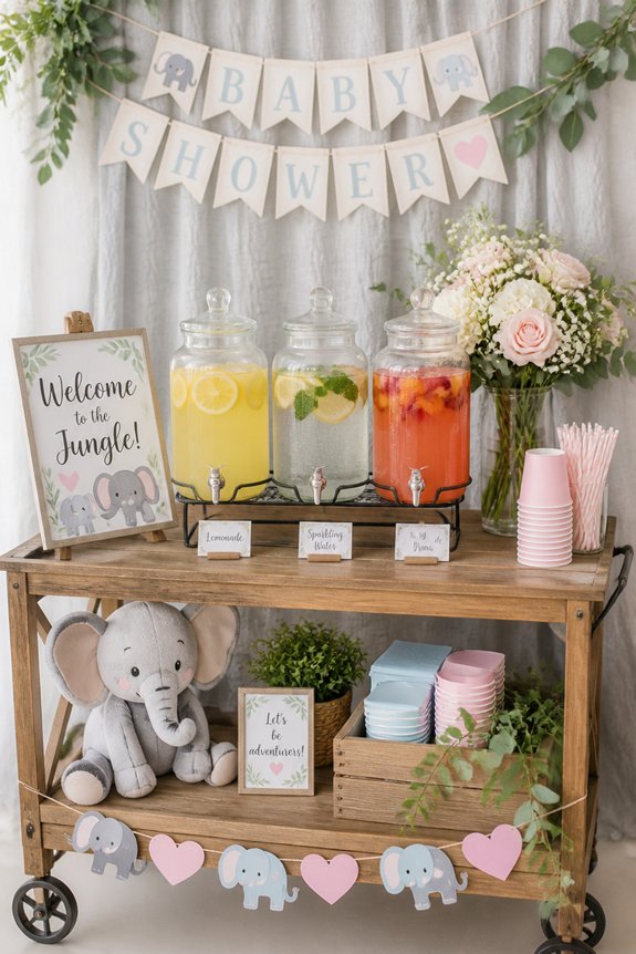 pastel elephant drink decorations