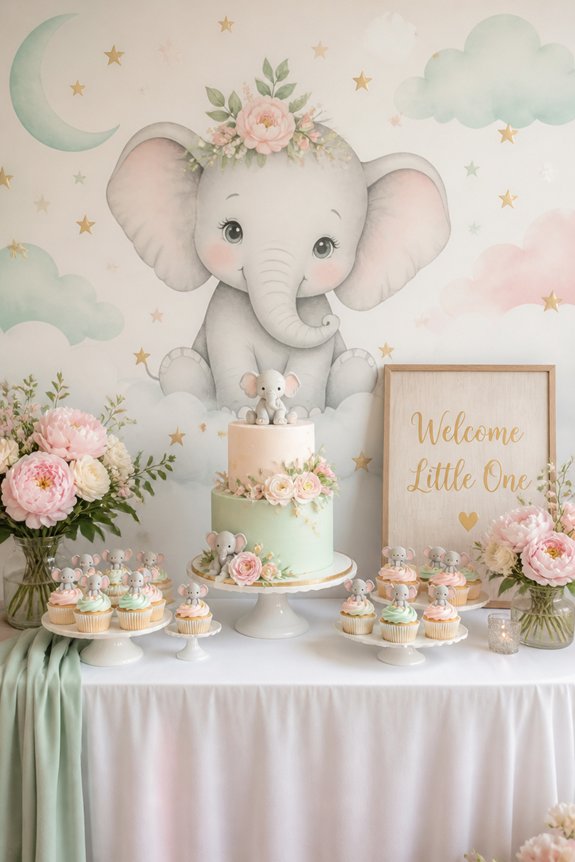 pastel elephant jungle decor