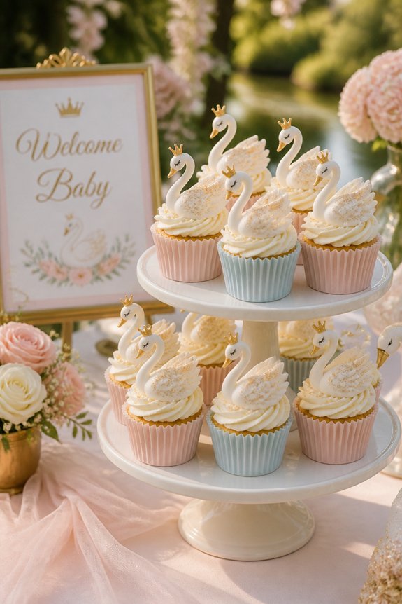 pastel swan cupcake decorations