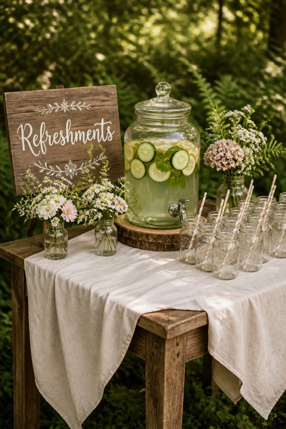 rustic forest themed beverage station