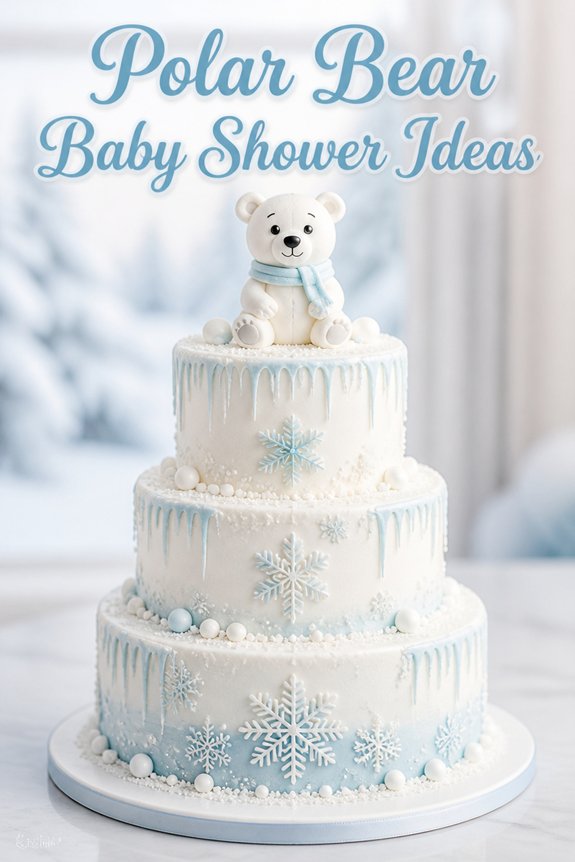 snowy polar bear cake decor