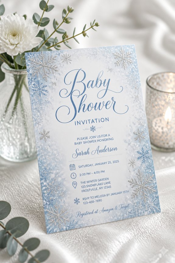 winter themed baby shower invitation