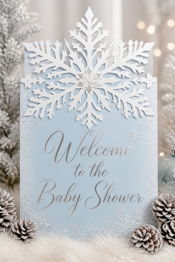 winter themed baby shower welcome