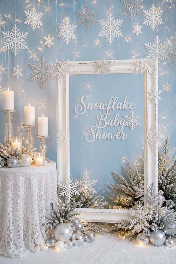 winter themed photo booth setup