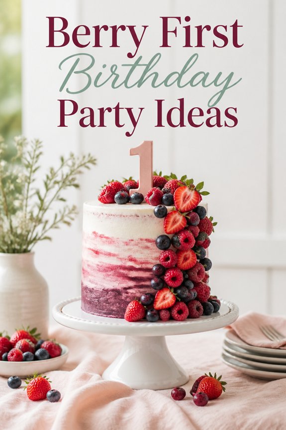 berry themed first birthday cake
